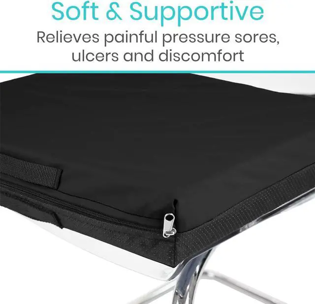 Alt view image 6 of 6 - Waterproof Wheelchair Cushion for Pressure Relief (18x16x3) - Washable Cover Incontinence Protection for Elderly Adults & Seniors - Memory Foam Gel Pad for Recliners, Office Chairs, Car