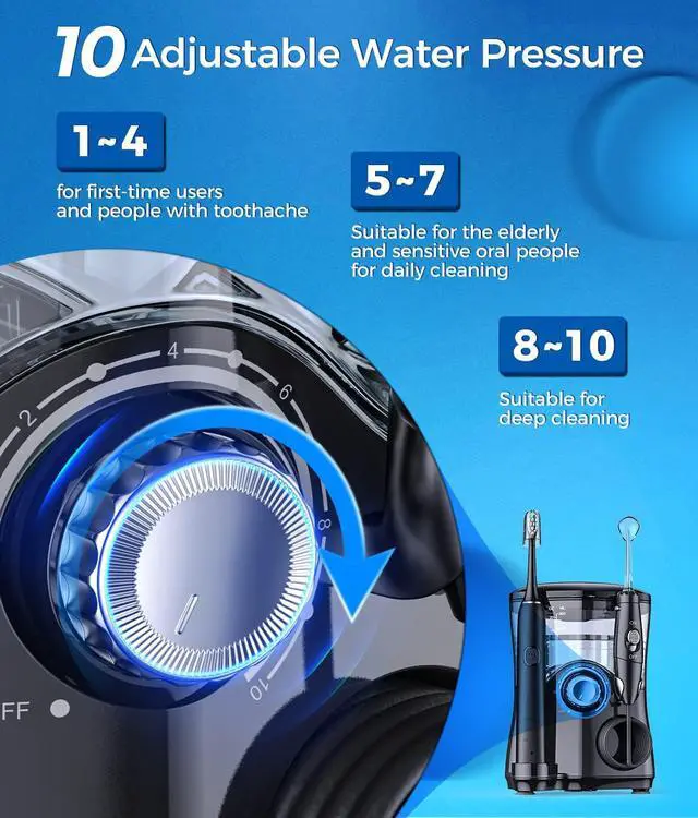 Alt view image 7 of 7 - Electric Toothbrush and Water Flosser,600ML Oral Irrigator Water Flosser with 7 Jet Tips,10 Adjustable Water Pressure,Sonic Electric Toothbrush with 2 Brush Heads,5 Modes(Black)