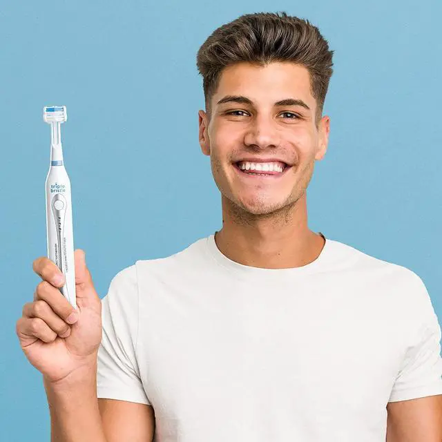 Alt view image 4 of 7 - Triple Bristle Original Sonic Toothbrush | Rechargeable 31,000 VPM Tooth Brush | Patented 3 Head Design | Angled Bristles Clean Each Tooth | Dentist Created & Approved | Triple Bristle Original 2 Pack