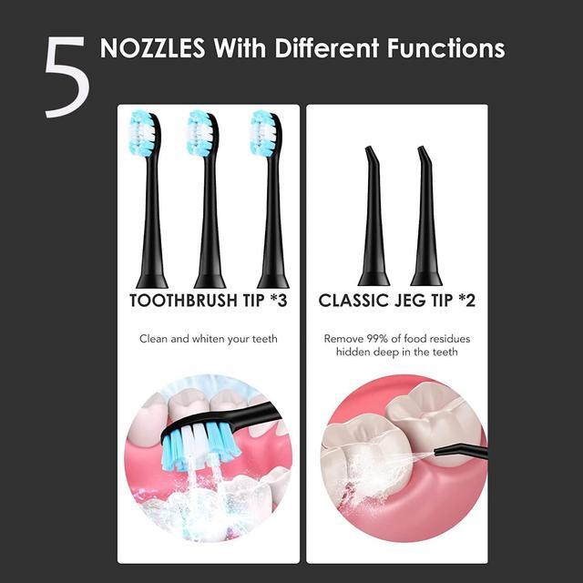 Alt view image 6 of 7 - Electric Toothbrush with Water Flosser Combo, 3 in 1 Ultrasonic Toothbrush & Dental Oral Irrigator & Tooth Cleaner with 4 Modes, One Switch from Sonic Brushing to Water Flossing for Home Travel