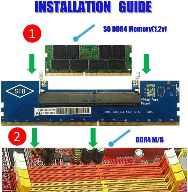 Alt view image 6 of 6 - Computer Components DDR4 Laptop SO-DIMM to Desktop DIMM Memory RAM Connector Adapter Desktop PC Memory Cards Transfer Adaptor