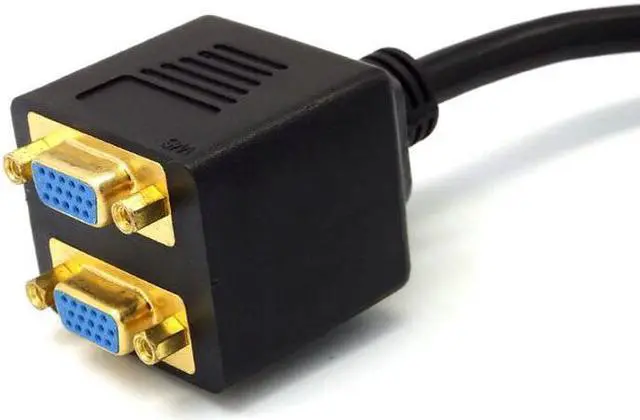 Alt view image 4 of 4 - Great-Q RGB VGA SVGA Male to 2 VGA HD 15 Female Splitter Adapter Extension Cable