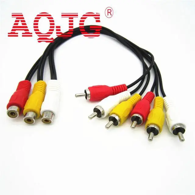 Alt view image 2 of 5 - 3 RCA Female Jack to 6 RCA Male Plug Splitter Audio Video AV Adapter Cable For TV stick  Set-top boxes