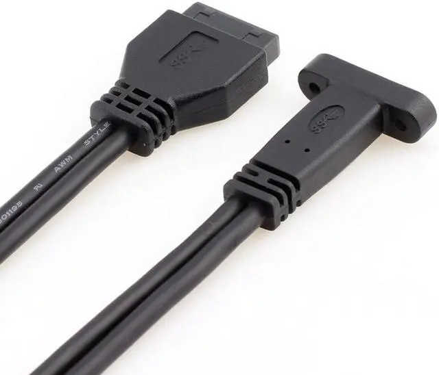 Alt view image 4 of 5 - 50cm USB 3.0 20 Pin Motherboard Header to USB Type C Female Cable with Bracket