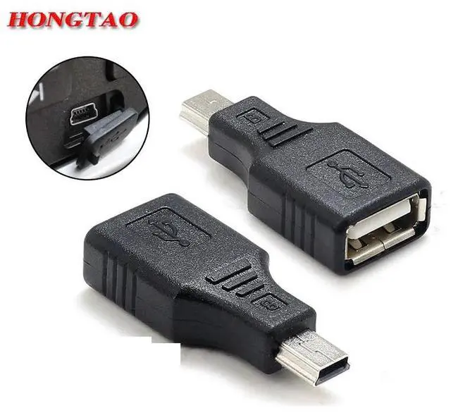 Main image of Mini USB USB 2.0 A Female To Micro / Mini USB B 5 Pin Male Plug OTG Host Adapter Converter Connector up to 480Mbps Black