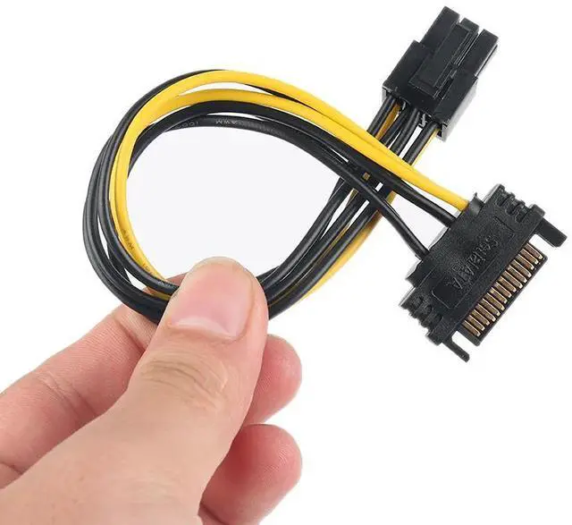 Alt view image 6 of 6 - 15 Pin SATA Power To 6pin PCIe PCI-e PCI Express Adapter Cable For Video Card 15 Pin To 6 Pin Power Supply Cable 20cm