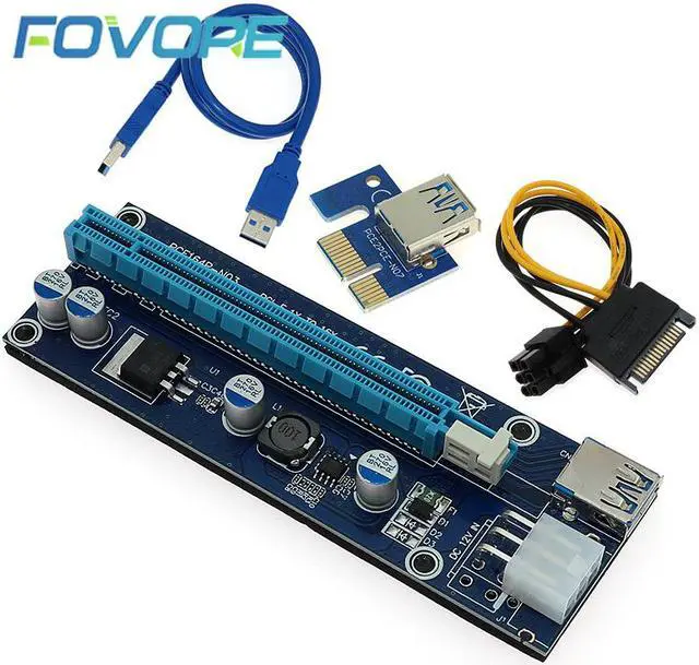 Main image of 6pin SATA Power PCI Express 16X Slot Riser Card USB 3.0 PCI-E PCI-Express 1x to 16x PCIE Riser for Bitcoin BTC Miner Mining