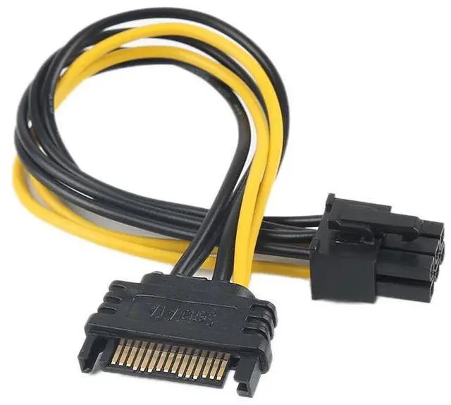 Alt view image 4 of 6 - 15 Pin SATA Power To 6pin PCIe PCI-e PCI Express Adapter Cable For Video Card 15 Pin To 6 Pin Power Supply Cable 20cm