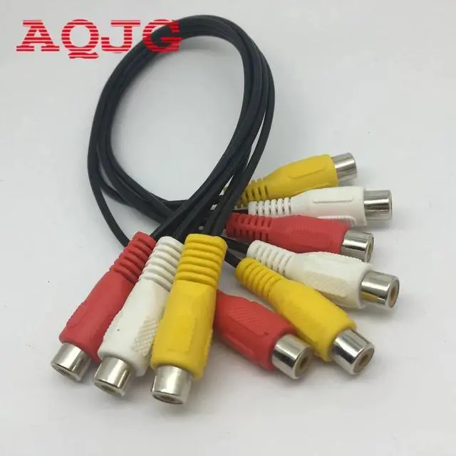 Alt view image 3 of 4 - 3 RCA Female To 6 RCA Female Plug Splitter Audio TV DVD Video Adapter AV Cable
