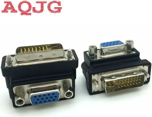 Main image of DVI to VGA Adapter Vertical Design DVI 24+5 Male to VGA Female Converter 90 Degree Connector