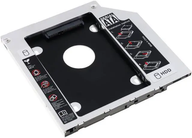 Alt view image 5 of 6 - 12.7mm Aluminum Hard Disk Drive Bay Universal 2.5 2nd Ssd Hd SATA Hard Disk Drive HDD Caddy Adapter Bay For Cd Dvd