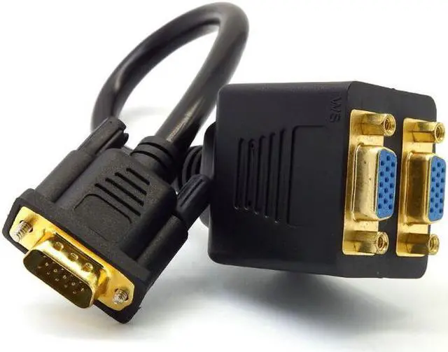 Alt view image 2 of 4 - Great-Q RGB VGA SVGA Male to 2 VGA HD 15 Female Splitter Adapter Extension Cable