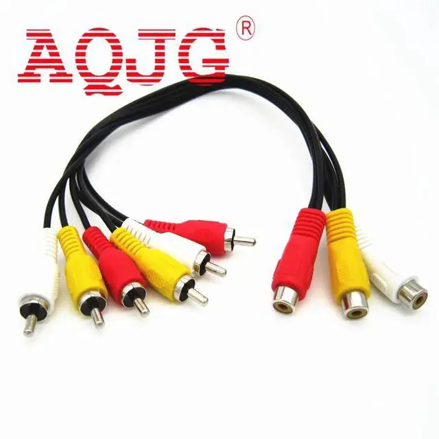 Alt view image 3 of 5 - 3 RCA Female Jack to 6 RCA Male Plug Splitter Audio Video AV Adapter Cable For TV stick  Set-top boxes