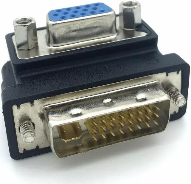 Alt view image 2 of 3 - DVI to VGA Adapter Vertical Design DVI 24+5 Male to VGA Female Converter 90 Degree Connector