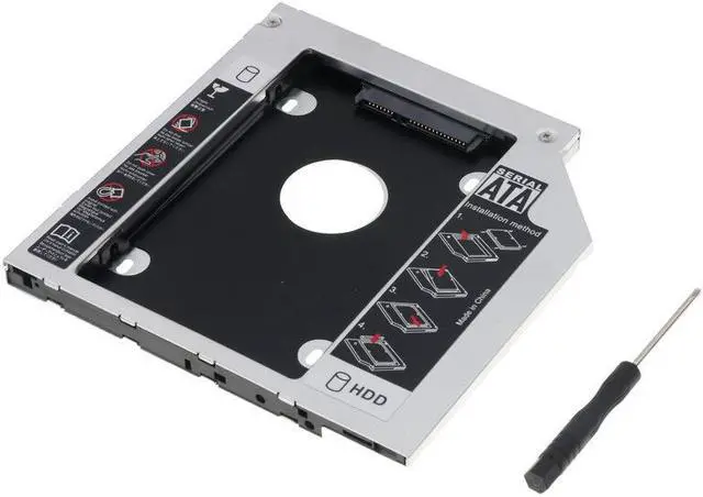 Alt view image 3 of 6 - 12.7mm Aluminum Hard Disk Drive Bay Universal 2.5 2nd Ssd Hd SATA Hard Disk Drive HDD Caddy Adapter Bay For Cd Dvd