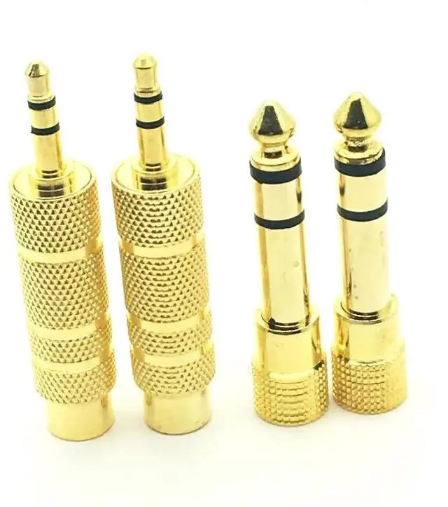 Alt view image 2 of 6 - 4pcs Gold 6.5mm 1/4" Male to 3.5mm Female Audio Adapter 6.35 mm Jack Stereo Converter Cable For Microphone