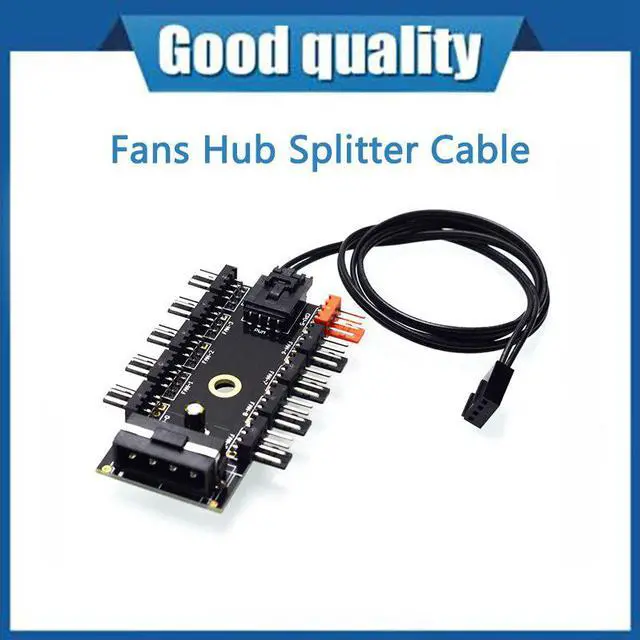 Main image of PC 1 to 10 4Pin Cooling Fans Hub Splitter Cable 12V PWM LED Sata Power Suppply Adapter Speed Controller For Computer