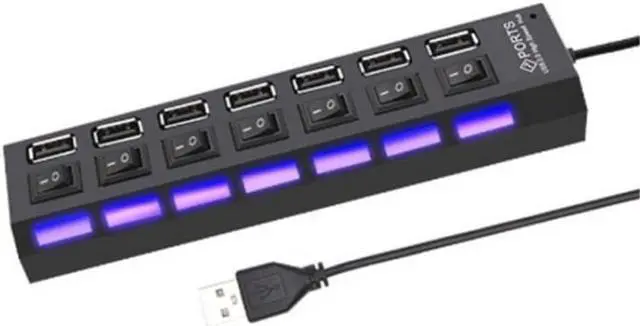 Alt view image 4 of 6 - RYRA High Speed 4/7 Ports USB HUB 2.0 Adapter Expander Multi USB Splitter Multiple Extender With Switch 30CM Cable For PC Laptop Color: red (black 4port USB1.1)
