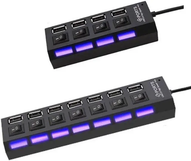 Main image of RYRA High Speed 4/7 Ports USB HUB 2.0 Adapter Expander Multi USB Splitter Multiple Extender With Switch 30CM Cable For PC Laptop Color: red (black 4port USB1.1)