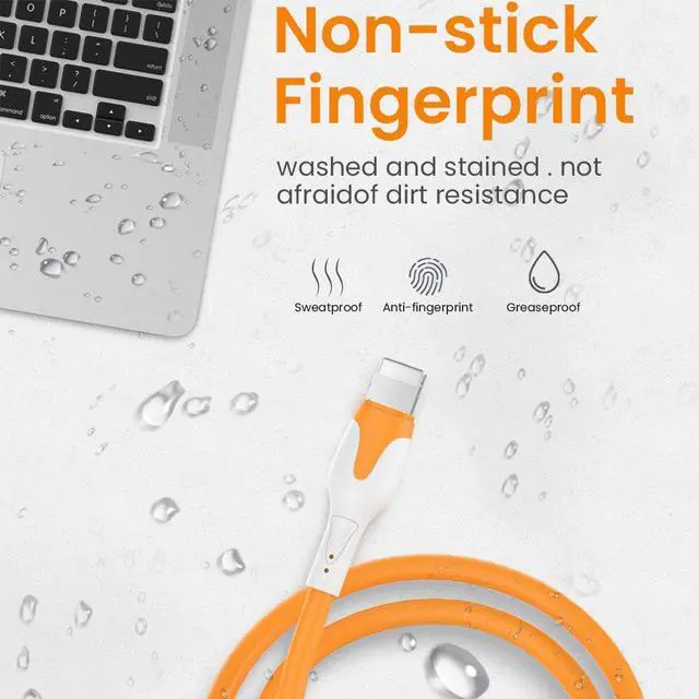 Alt view image 6 of 6 - Soft Silicone USB Cable For iPhone 14 13 12 11 Pro Max XR XS 8 7 3A Fast Charging Mobile Phones Charger Cable Data Cord Wire 1m (Orange For iPhone)