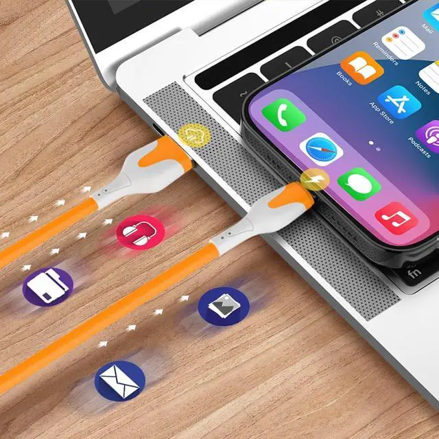 Alt view image 3 of 6 - Soft Silicone USB Cable For iPhone 14 13 12 11 Pro Max XR XS 8 7 3A Fast Charging Mobile Phones Charger Cable Data Cord Wire 1m (Orange For iPhone)