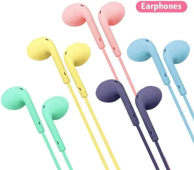 Main image of Macaron Universal 3.5mm Stereo Earphones Sports Music Earplugs Wired microphone color: Navy Blue (navy blue)
