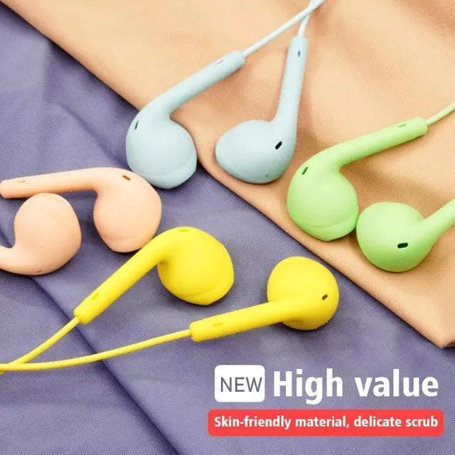 Alt view image 3 of 6 - Macaron Universal 3.5mm Stereo Earphones Sports Music Earplugs Wired microphone color: Navy Blue (navy blue)