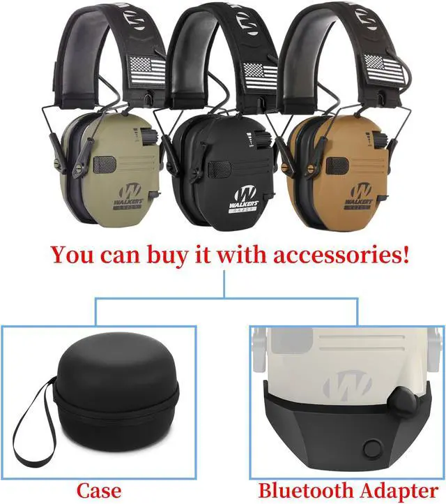 Alt view image 2 of 6 - Shooting Ear Protection Safety Earmuffs Noise Reduction Slim Shooter Electronic Muffs Hearing Protector for Huning NRR23dB color: gray (Green add Adapter)