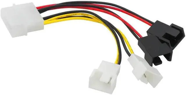 Alt view image 5 of 5 - 1pcs 4-Pin M-olex To 3-Pin Fan Power Cable Adapter Connector 12v*2/ 5v*2 Computer Cooling Fan Cables For CPU PC Case Fan Cable