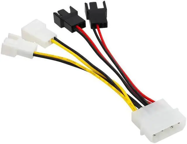 Alt view image 4 of 5 - 1pcs 4-Pin M-olex To 3-Pin Fan Power Cable Adapter Connector 12v*2/ 5v*2 Computer Cooling Fan Cables For CPU PC Case Fan Cable
