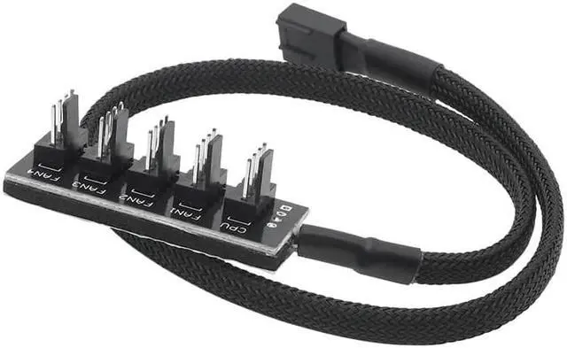 Alt view image 5 of 6 - 1to5 4-Pin TX4 PWM CPU Cooling Fan Splitter Cable 12V Braided LED Sata Power Cable Hub Splitter Adapter For Computers(1 to 4)
