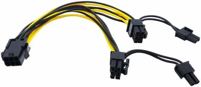 Alt view image 2 of 5 - EPS CPU 12V 8Pin Female to Dual 8Pin (4+4)Pin EPS 12V Male Motherboard Power Supply Cable Y Splitter Adapter Sleeve