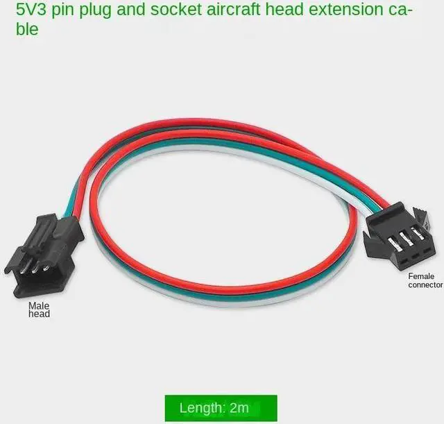 Alt view image 4 of 5 - 1pcs 5V 3 pin Connector Extension Splitter Cable Male to Female Plug Wire for WS2812 WS2812B WS2813 LED Strip Light(1M)