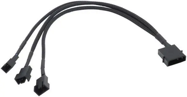 Alt view image 5 of 6 - 4pin IDE Molex to 4-Port 3Pin/4Pin Power Supply Cable Black Sleeved Cooling Fan Splitter Power Cord Plug Cooler Wire for PC(Big 4PIN 1 TO 4)
(27cm)