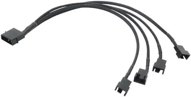 Alt view image 6 of 6 - 4pin IDE Molex to 4-Port 3Pin/4Pin Power Supply Cable Black Sleeved Cooling Fan Splitter Power Cord Plug Cooler Wire for PC(Big 4PIN 1 TO 4)
(27cm)
