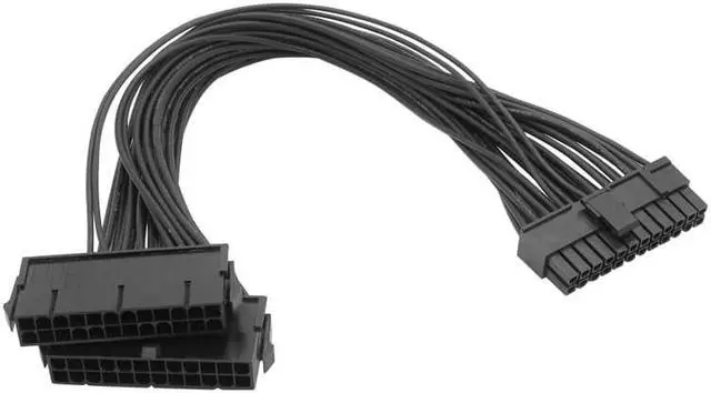 Alt view image 2 of 6 - ATX Mining Motherboard Cable 30cm 24 Pin 20+4 Pin Dual PSU Power Supply Splitter Extension Cable Connector   (24pin to 20-4p)