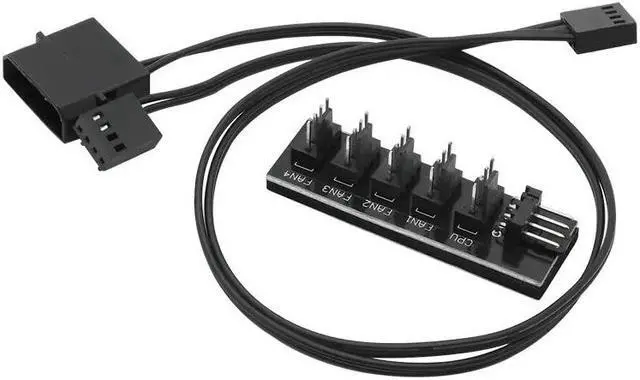 Alt view image 4 of 5 - 1 PCS All Black Sleeved 5 Way PWM Splitter Hub for 12V Computer Fans(0.4m)