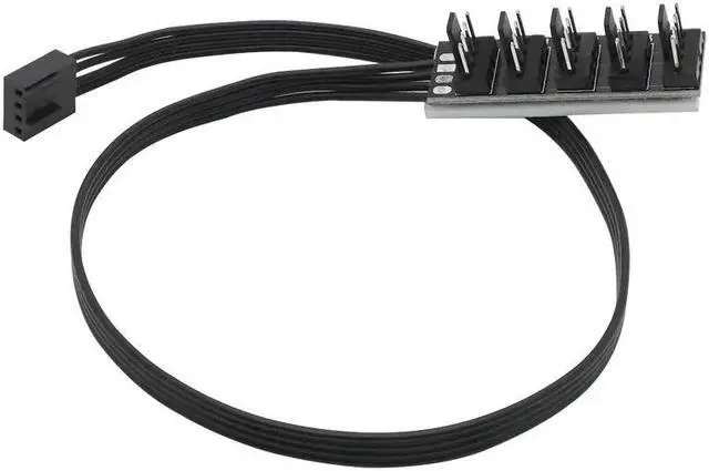 Alt view image 4 of 5 - 1 To 5 4 Pin Computer case CPU cooling fan splitter adapter power cable self-stick
