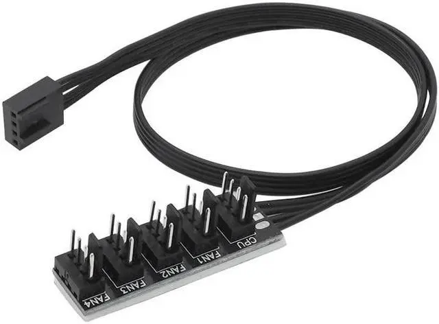 Alt view image 5 of 5 - 1 To 5 4 Pin Computer case CPU cooling fan splitter adapter power cable self-stick