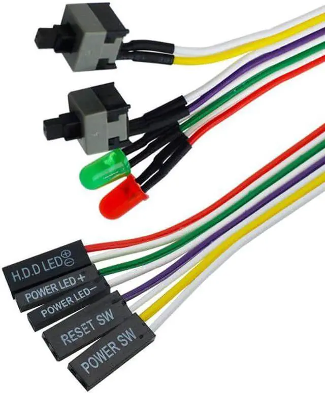 Alt view image 2 of 2 - PC Power Switch Cable with LED Light Desktop Computer Case Re-starting Button Power Supply Reset HDD Switch Lead(Single Switch)