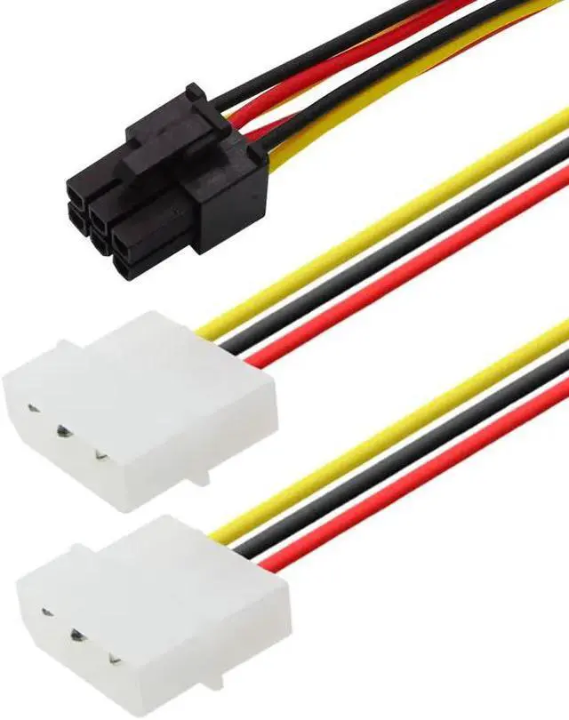 Alt view image 4 of 5 - Cable Adapter Connector for video cards 2 IDE Dual 4pin M-olex IDE Male to 6 Pin Female PCI-E Y M-olex IDE Power