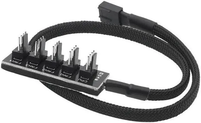 Main image of Braided Power Cable 1 to 5 / 4 Pins TX4 PWM CPU Cooler Computer Chassis Cooling Fan Hub Splitter Adapter Wire 39cm 40CM for PC(1 to 5)