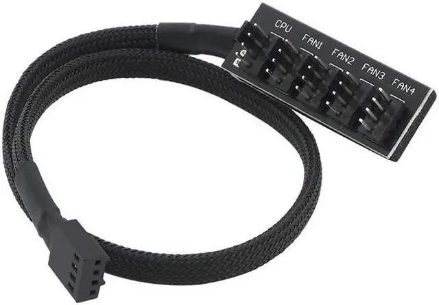 Alt view image 3 of 6 - Braided Power Cable 1 to 5 / 4 Pins TX4 PWM CPU Cooler Computer Chassis Cooling Fan Hub Splitter Adapter Wire 39cm 40CM for PC(1 to 5)