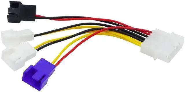 Alt view image 5 of 5 - 1pcs 4-Pin Molex To 3-Pin Fan Power Cable Adapter Connector 12v*2 / 5v*1 Computer Cooling Fan Cables for CPU PC Case Fan