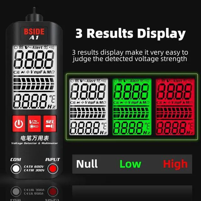 Alt view image 2 of 6 - Digital Multimeter Voltage Tester Detector Color Display Non-Contact Electric Pen Dual Range Ohm Hz NCV Multimetro