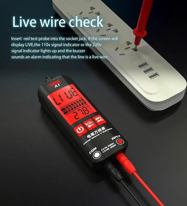 Alt view image 4 of 6 - Digital Multimeter Voltage Tester Detector Color Display Non-Contact Electric Pen Dual Range Ohm Hz NCV Multimetro