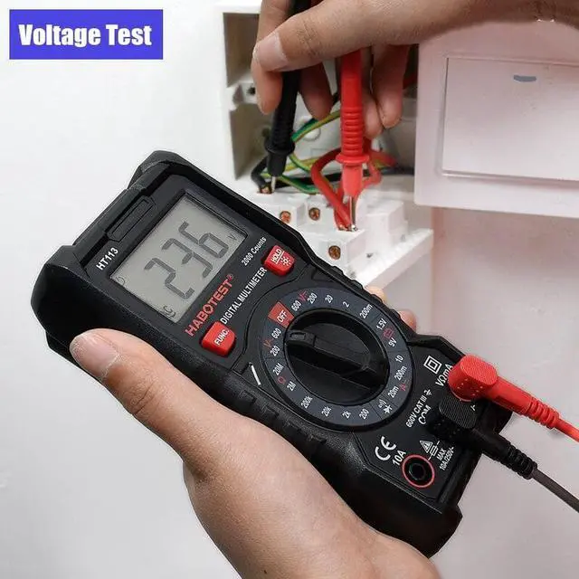 Alt view image 4 of 6 - Multimeter Digital Professional Mini Voltmeter HT113 600V 10A Voltage Current Resistance Diode Continuity Tester Meter