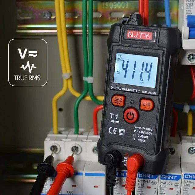 Alt view image 3 of 6 - Smart Multimeter Digital 600V AC DC Mini Voltage Meter T1 Handheld True RMS Ohm Continuity Tester 4000 Counts Multimetro