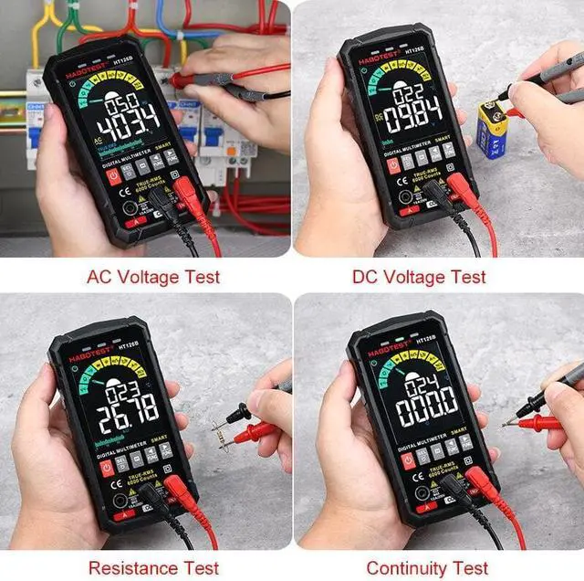 Alt view image 3 of 6 - Smart Multimeter Digital Professional Capacitor Tester HT126B Auto Range 600V AC DC Voltage Ohm HZ Diode Live Continuity Meter