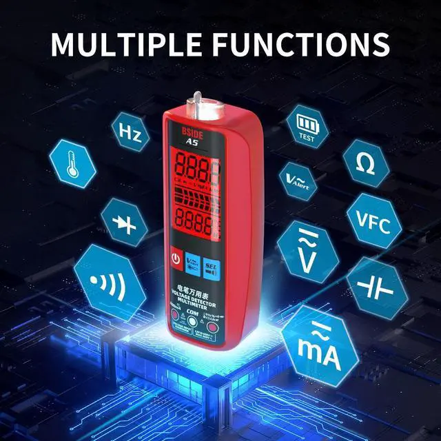 Alt view image 3 of 6 - A5 Professional LCD Multimeter Esr Meter Voltage Detector Pen Ammeter Ohm Hz Capacitance Tester Continuity Beep Function